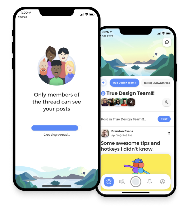 two iphones showing the True app