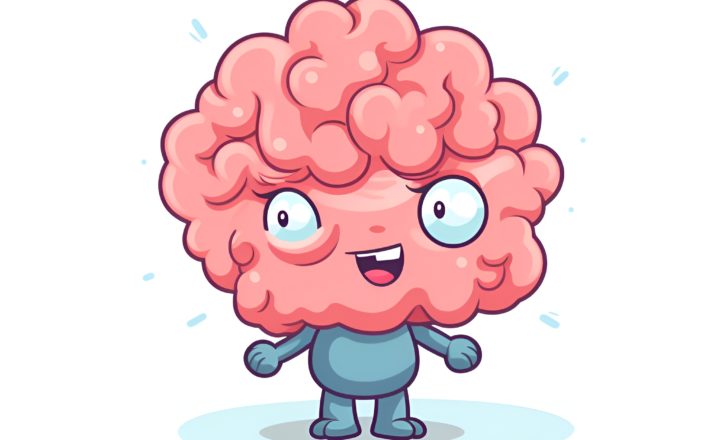 AI-generated illustration of a "Brain Mascot" by John Wayne Hill