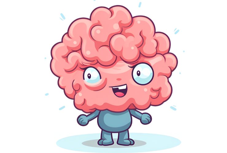 AI-generated illustration of a "Brain Mascot" by John Wayne Hill