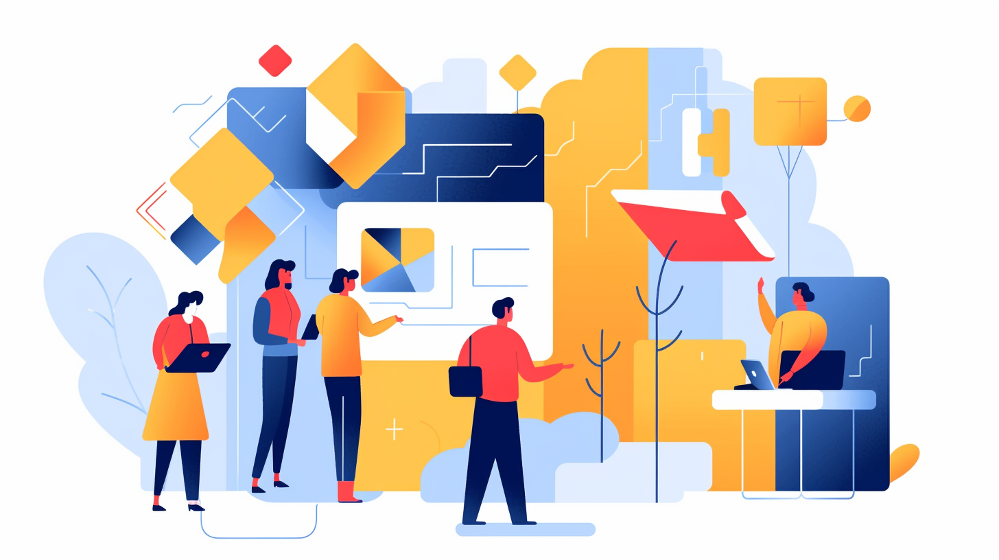 johnwayne_an_illustration_of_a_designer_seeking_feedback_from_o_1f73d1e1-c3ac-4328-93f0-04bc85c8033e ai-illustration of a group of people giving feedback about a design
